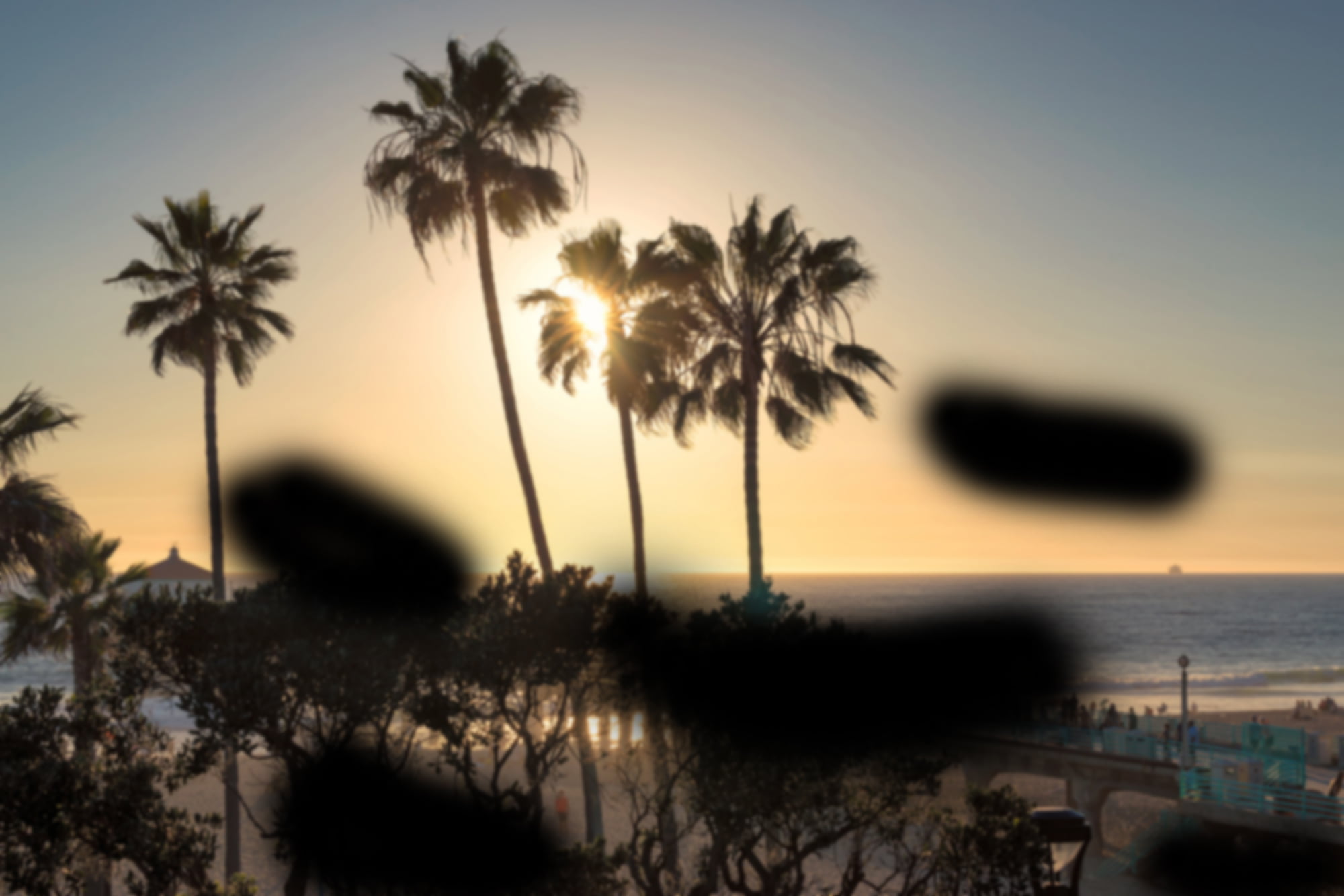 Diabetic Retinopathy vision of a scenic view of a beach at sunset with palm trees silhouetted against the sky and a pier extending into the ocean - San Dimas Optometry Diabetic Retinopathy vision of a scenic view of a beach at sunset with palm trees silhouetted against the sky and a pier extending into the ocean - San Dimas Optometry